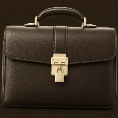 Locked leather briefcase — Vegas Nova Casino